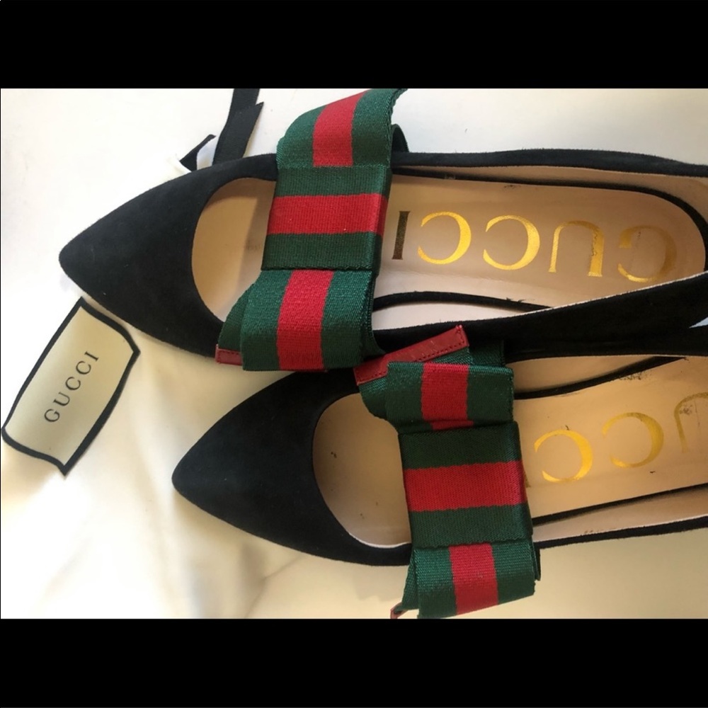 100% Authentic Gucci Web Bow Flat - image 1